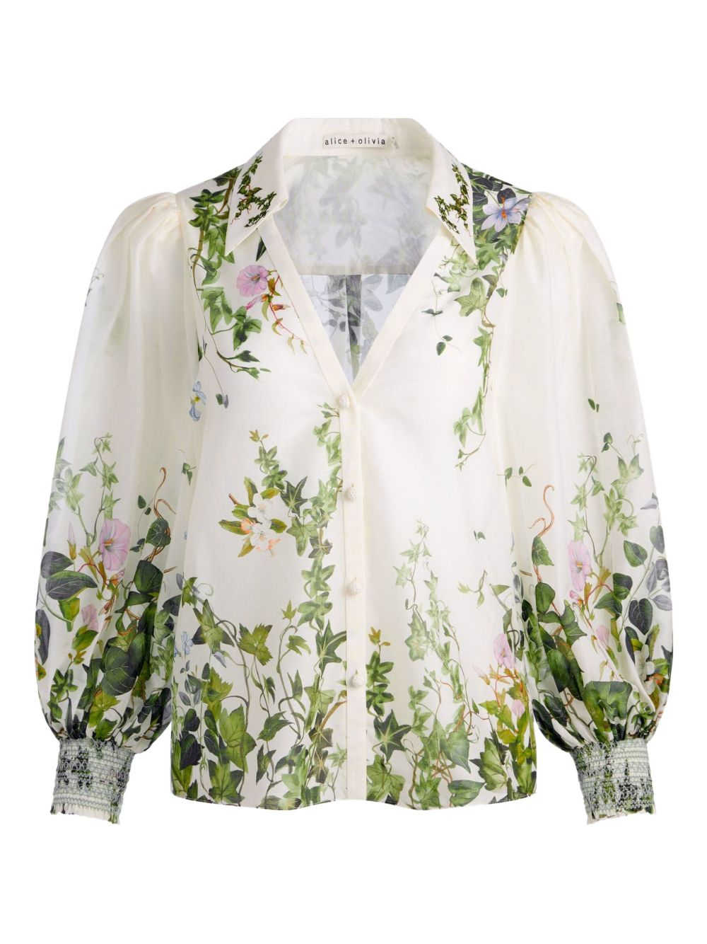 Alice + Olivia Silk-Blend White Shirt White
