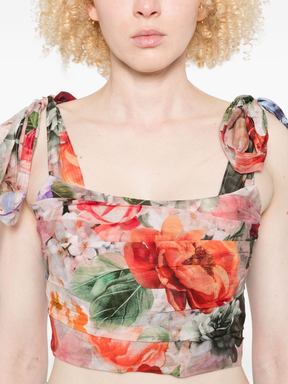 Alice + Olivia Haven Silk Blend Bustier Top Multicolour
