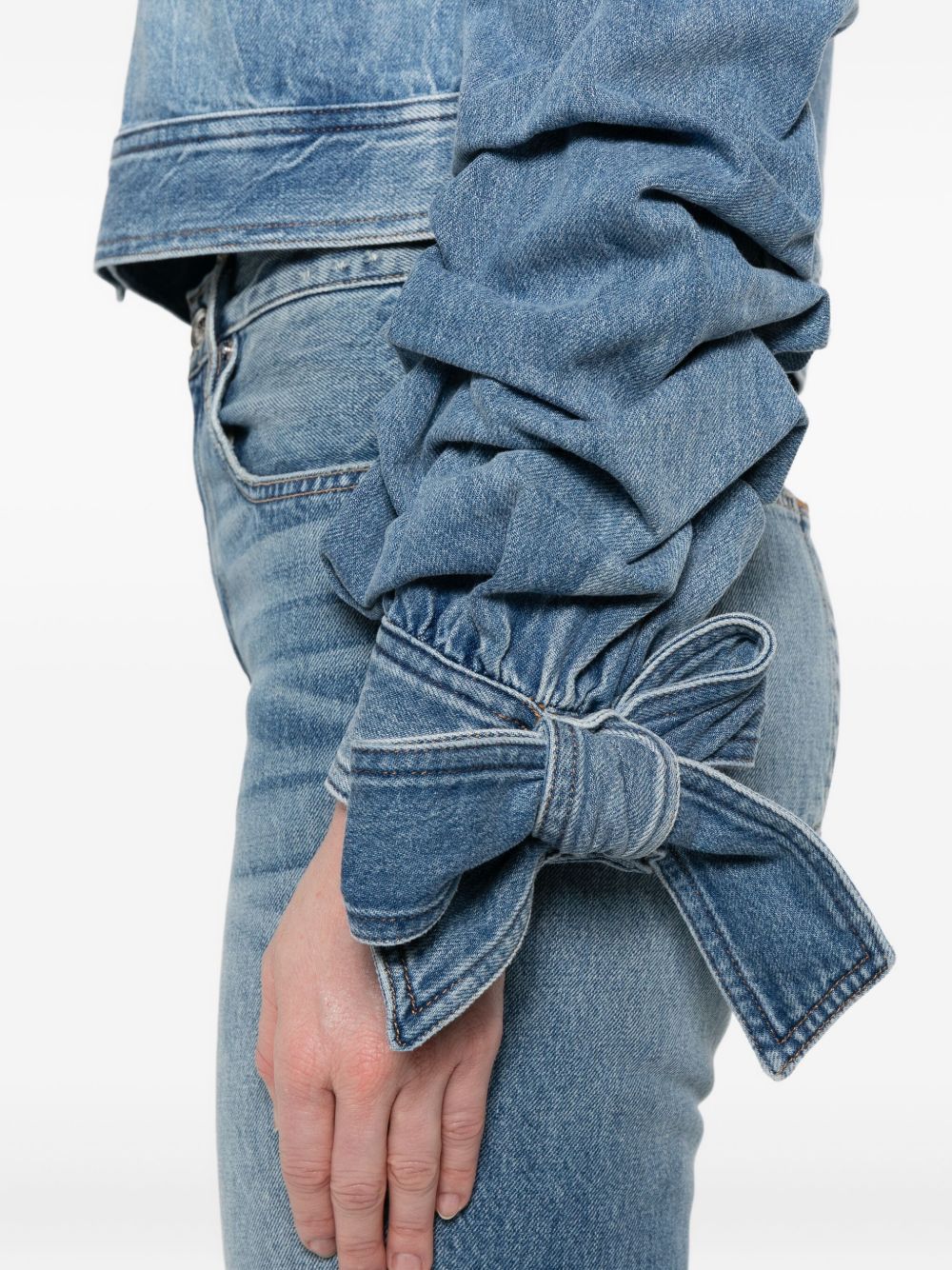 Alice + Olivia Silk-Blend Denim Jacket Blue