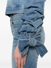 Alice + Olivia Silk-Blend Denim Jacket Blue