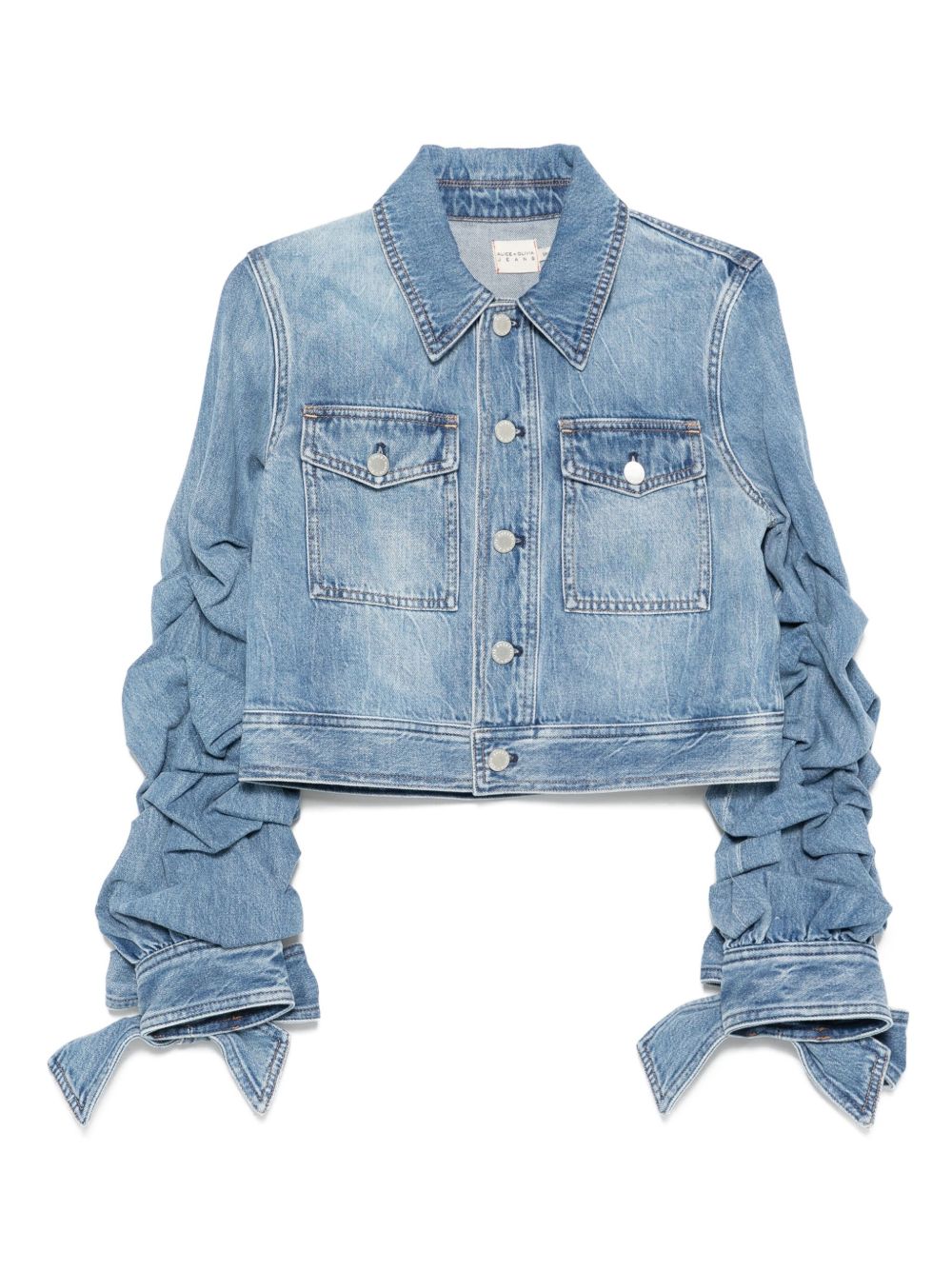 Alice + Olivia Silk-Blend Denim Jacket Blue