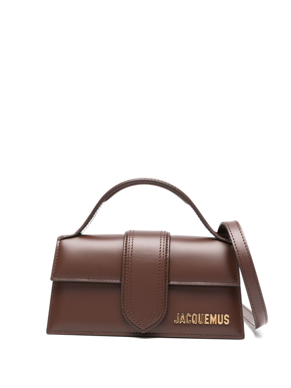JACQUEMUS The Child Small Flap Bag Brown Leather with Gold Logo brown