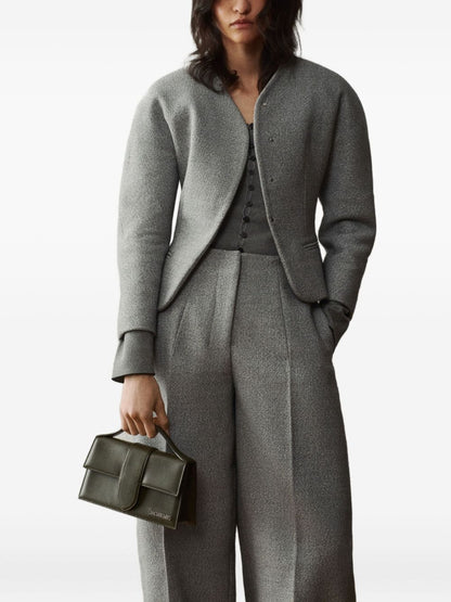 JACQUEMUS Child Mini Leather Bag with Flap Green