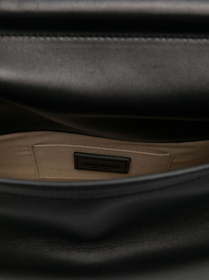 Jacquemus La Pochette Rond Carré Black Leather Clutch Bag Black