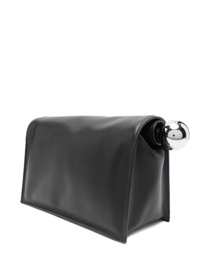 Jacquemus La Pochette Rond Carré Black Leather Clutch Bag Black