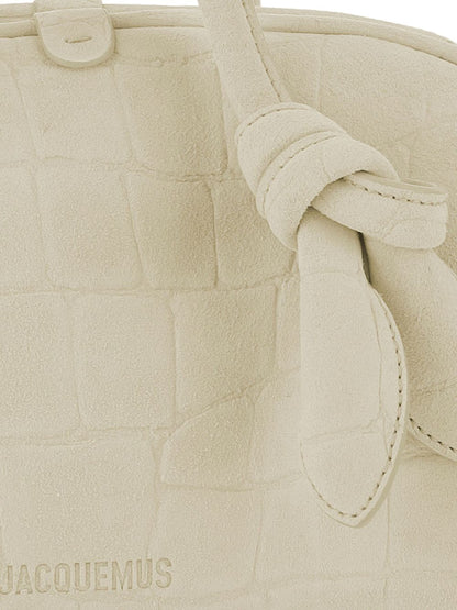 Jacquemus The Small Turismo Crocodile-Effect Knotted Shoulder Bag Ivory