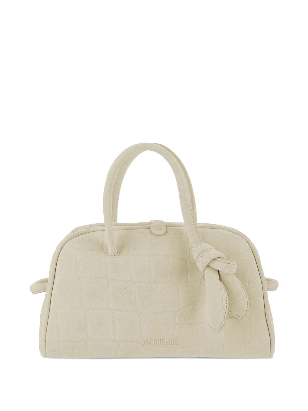 Jacquemus The Small Turismo Crocodile-Effect Knotted Shoulder Bag Ivory