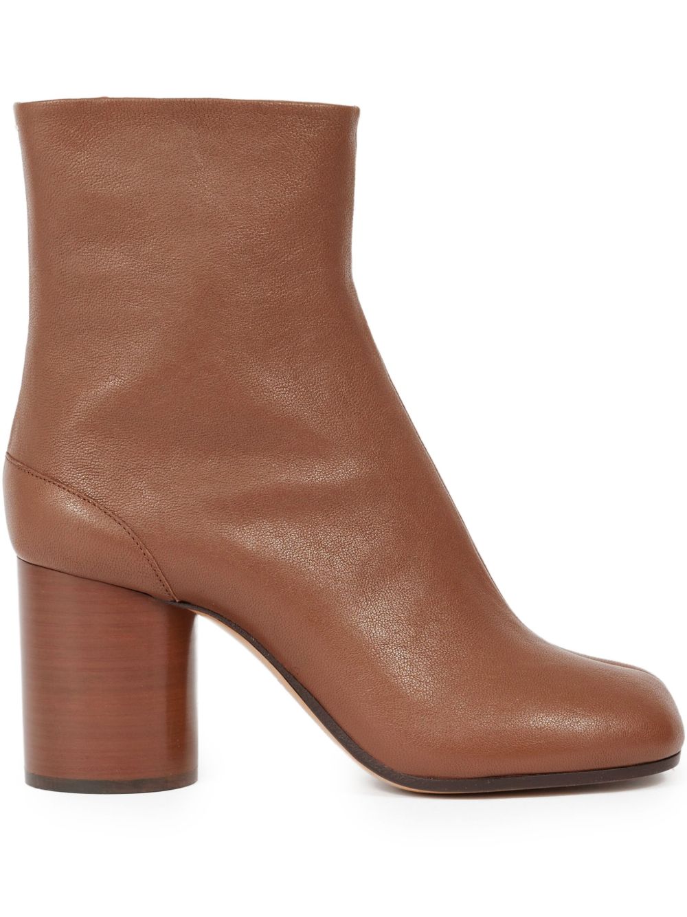 Maison Margiela Tabi Leather Ankle Boots with High Block Heel Leather Brown