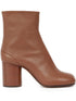 Maison Margiela Tabi Leather Ankle Boots with High Block Heel Leather Brown