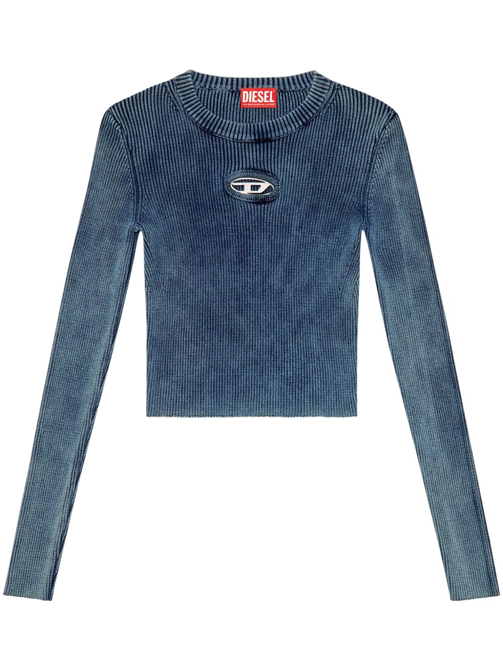 Diesel Ribbed Cut-Out Organic Cotton Sweater Blue