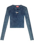Diesel Ribbed Cut-Out Organic Cotton Sweater Blue
