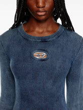 Diesel Ribbed Cut-Out Organic Cotton Sweater Blue