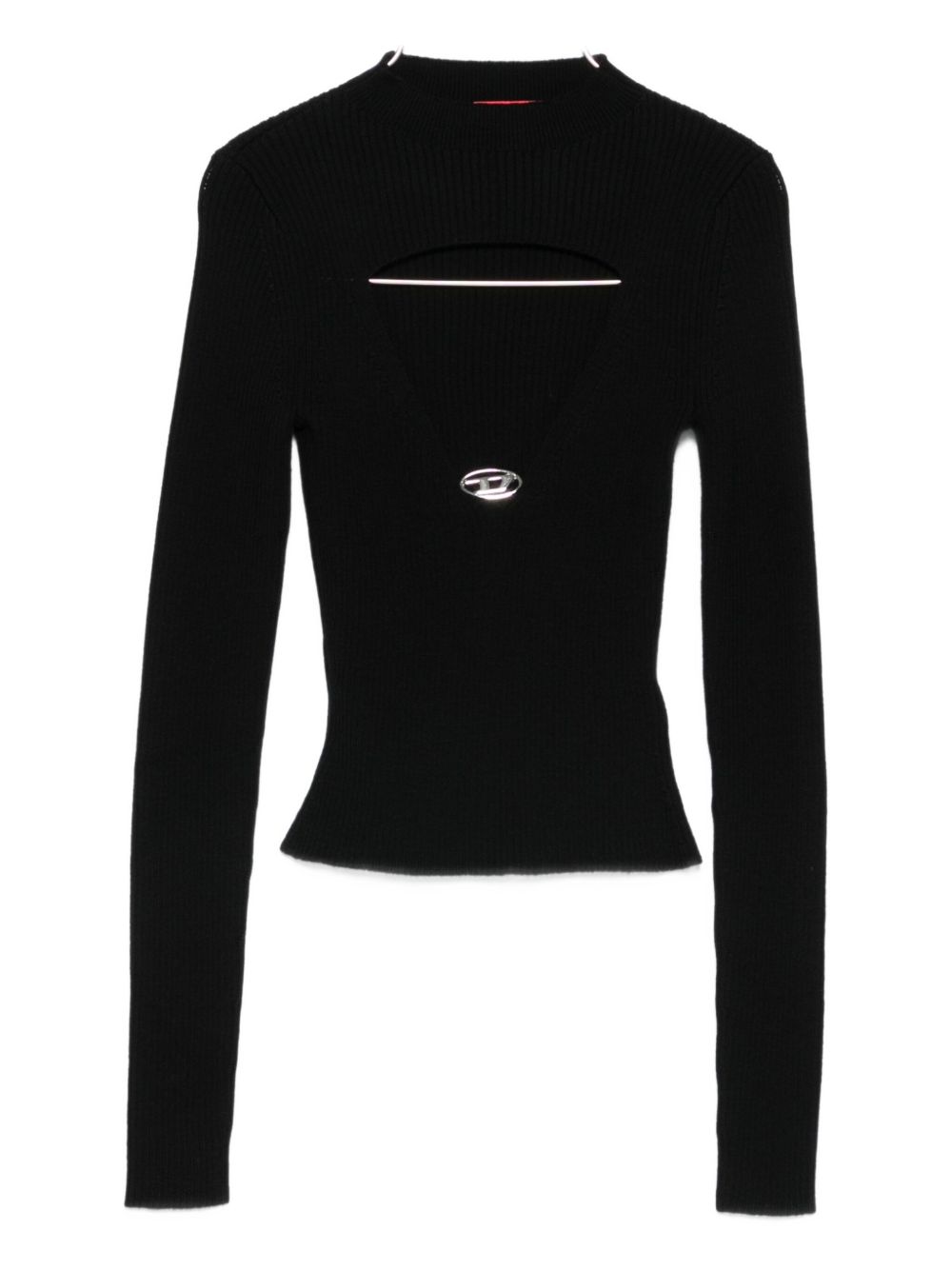 Diesel Ribbed Wool Keyhole-Neckline Sweater Black