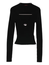 Diesel Ribbed Wool Keyhole-Neckline Sweater Black