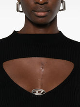 Diesel Ribbed Wool Keyhole-Neckline Sweater Black