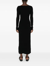 Diesel Ribbed Wool Midi Dress with Logo Black Black