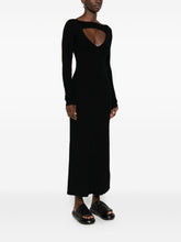 Diesel Ribbed Wool Midi Dress with Logo Black Black