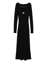 Diesel Ribbed Wool Midi Dress with Logo Black Black