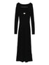 Diesel Ribbed Wool Midi Dress with Logo Black Black