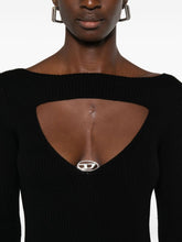 Diesel Ribbed Wool Midi Dress with Logo Black Black