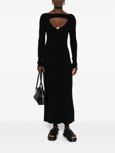 Diesel Ribbed Wool Midi Dress with Logo Black Black