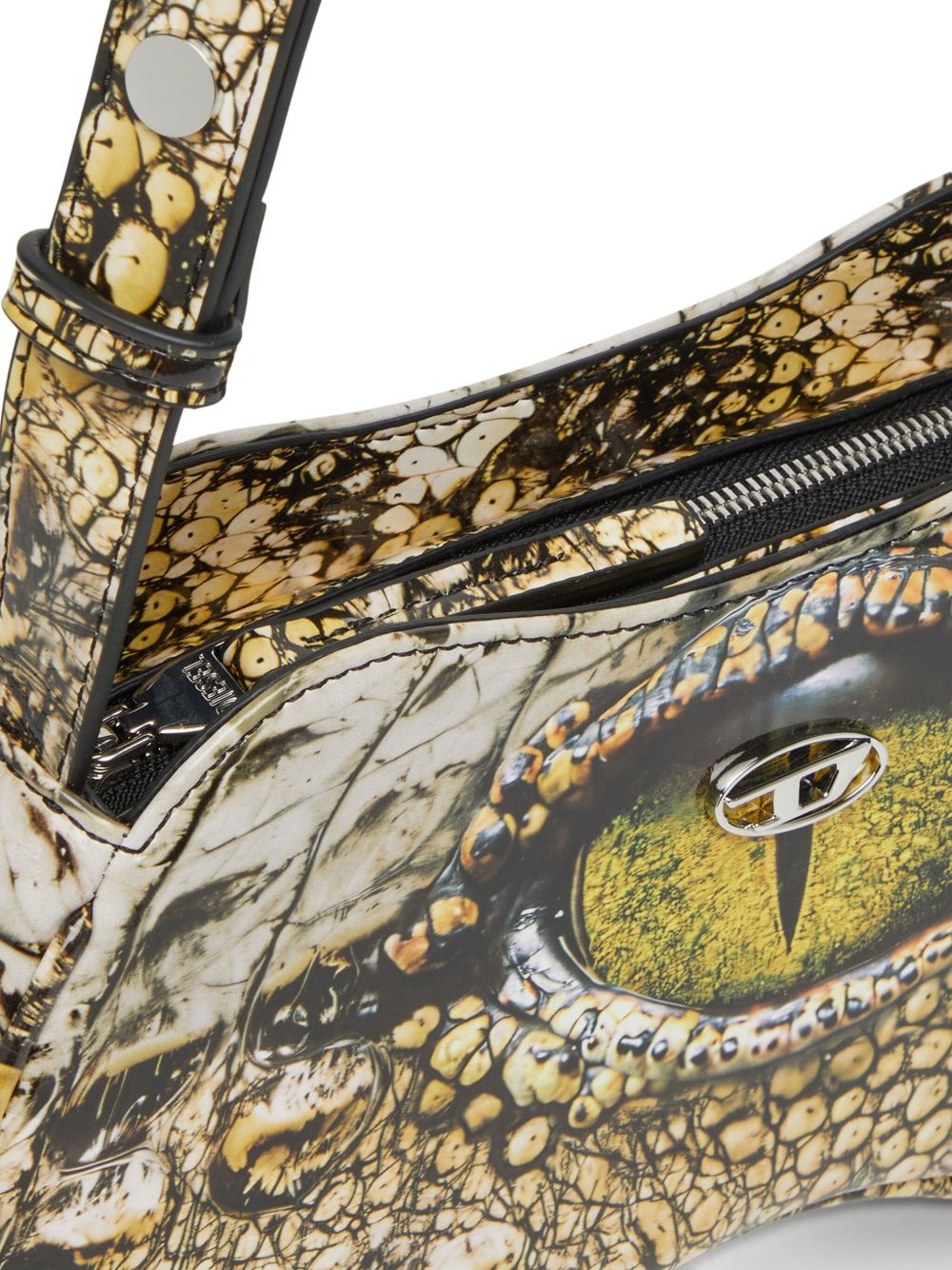 Diesel Play-Glossy Printed Shoulder Bag Beige