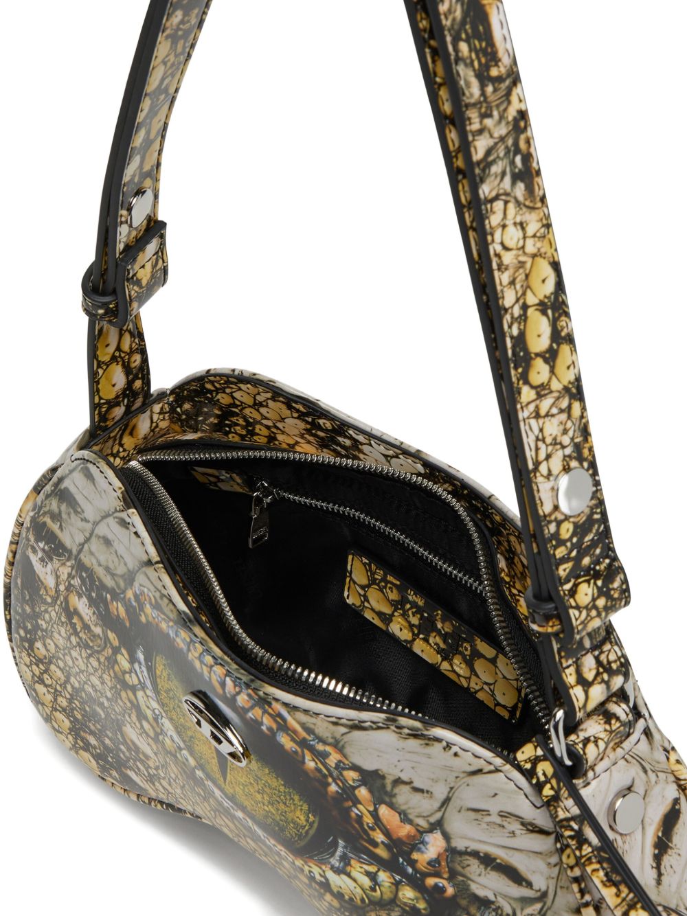 Diesel Play-Glossy Printed Shoulder Bag Beige