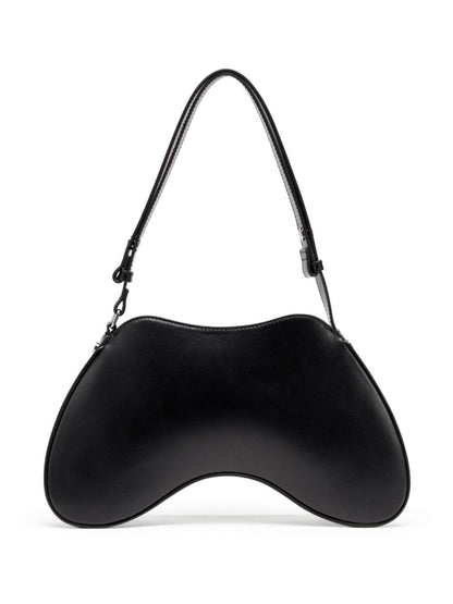 Diesel Play Semi Gloss Leather Shoulder Bag Black