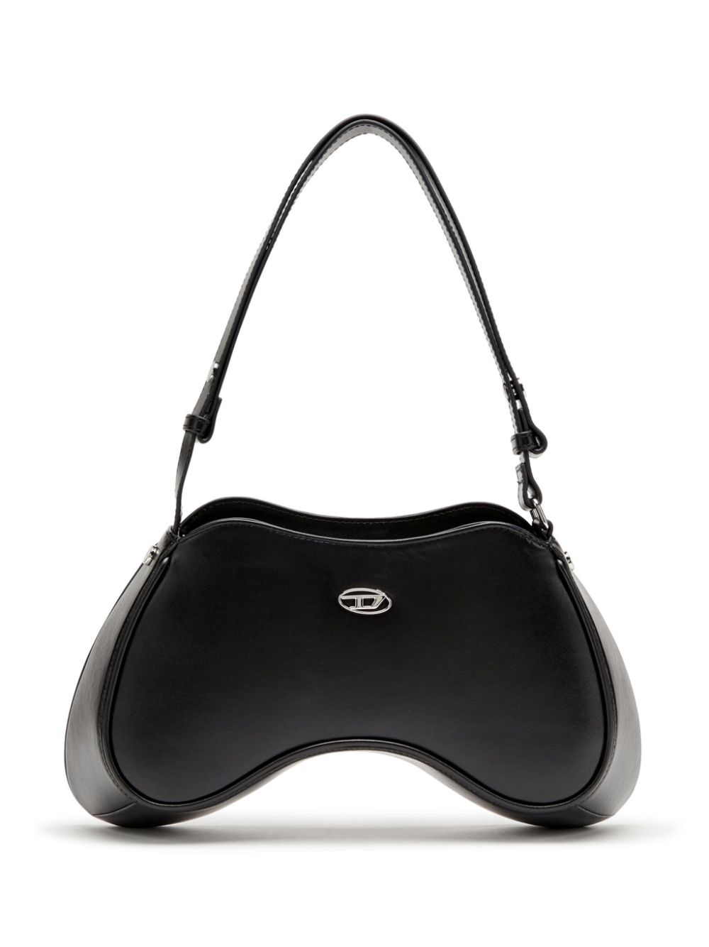 Diesel Play Semi Gloss Leather Shoulder Bag Black