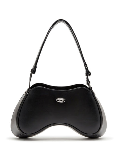 Diesel Play Semi Gloss Leather Shoulder Bag Black