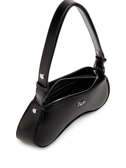 Diesel Play Semi Gloss Leather Shoulder Bag Black