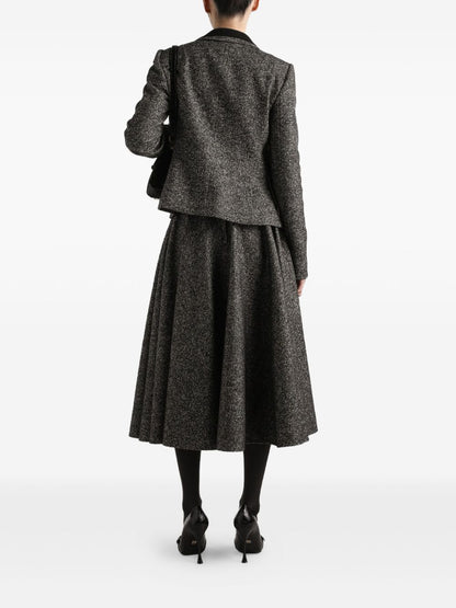 Dolce &amp; Gabbana High-Waisted Wool Pleated Midi Skirt Grey