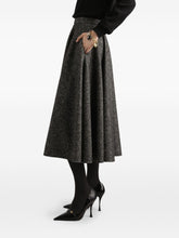 Dolce & Gabbana High-Waisted Wool Pleated Midi Skirt Grey