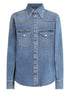 Dolce & Gabbana Light Blue Denim Cotton Shirt with Chest Pockets Clear Blue