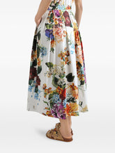 Dolce & Gabbana Poplin Midi Dress with Floral Bouquet Print White