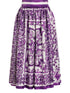 Dolce & Gabbana Maiolica-print flared silk midi skirt purple