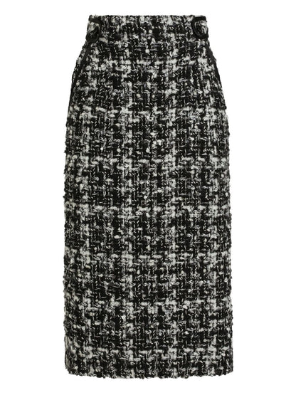 Dolce &amp; Gabbana Tweed Wool-Blend Midi Skirt Grey
