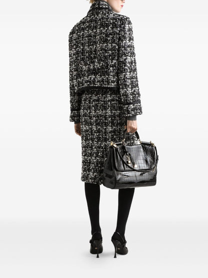 Dolce &amp; Gabbana Tweed Wool-Blend Midi Skirt Grey