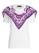 Dolce & Gabbana Majolica Scarf-Panel Cotton-Silk T-Shirt White