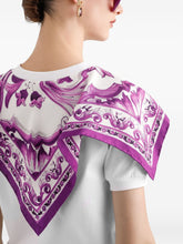 Dolce & Gabbana Majolica Scarf-Panel Cotton-Silk T-Shirt White