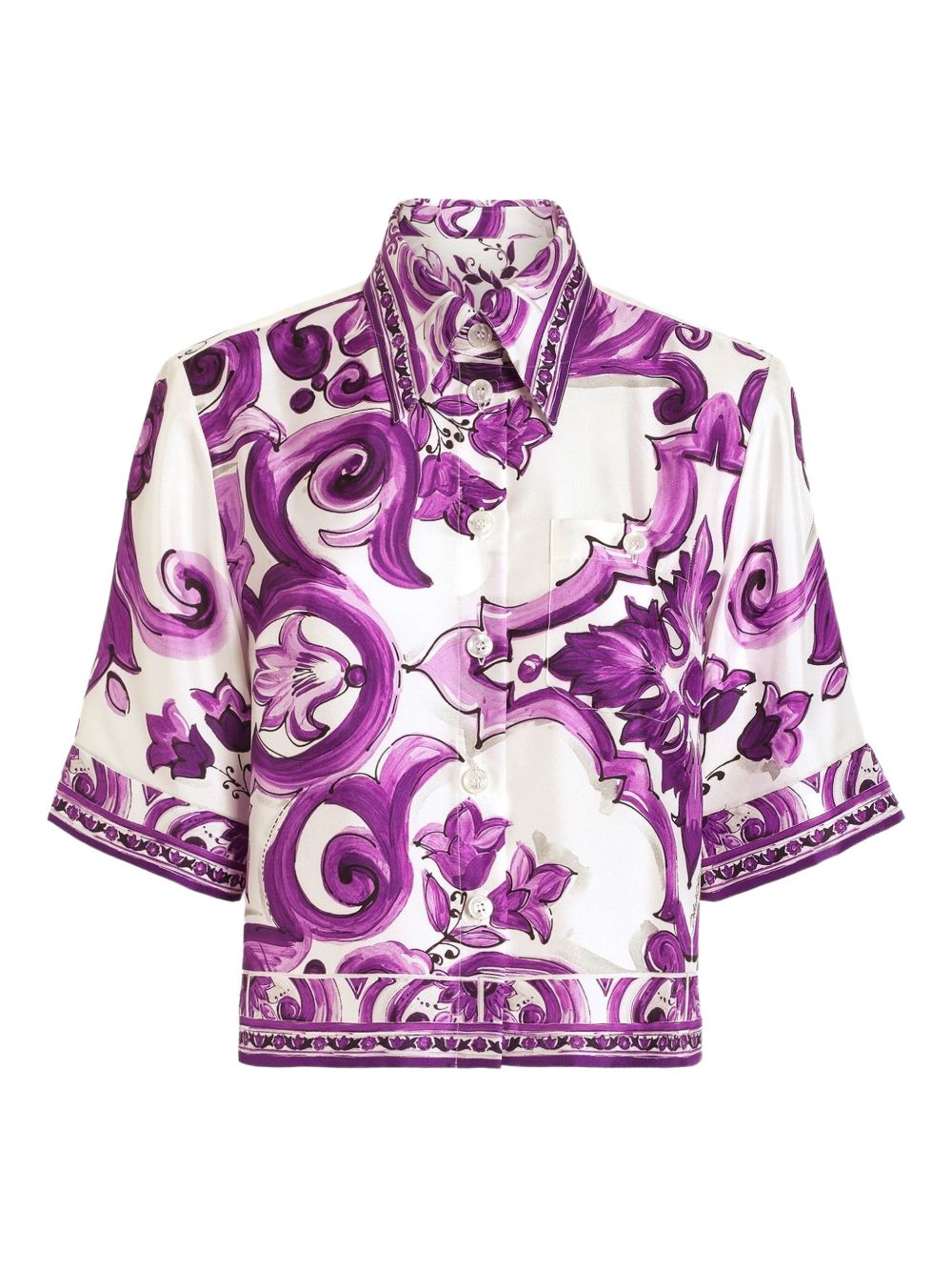Dolce &amp; Gabbana Amethyst Silk Maiolica-Print Shirt Purple