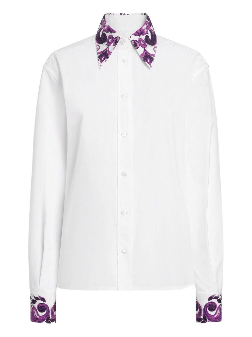 Dolce &amp; Gabbana Cotton Maiolica Print Shirt White White