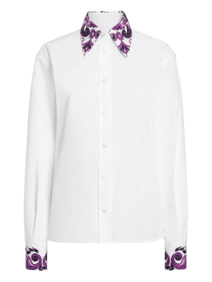 Dolce &amp; Gabbana Cotton Maiolica Print Shirt White White