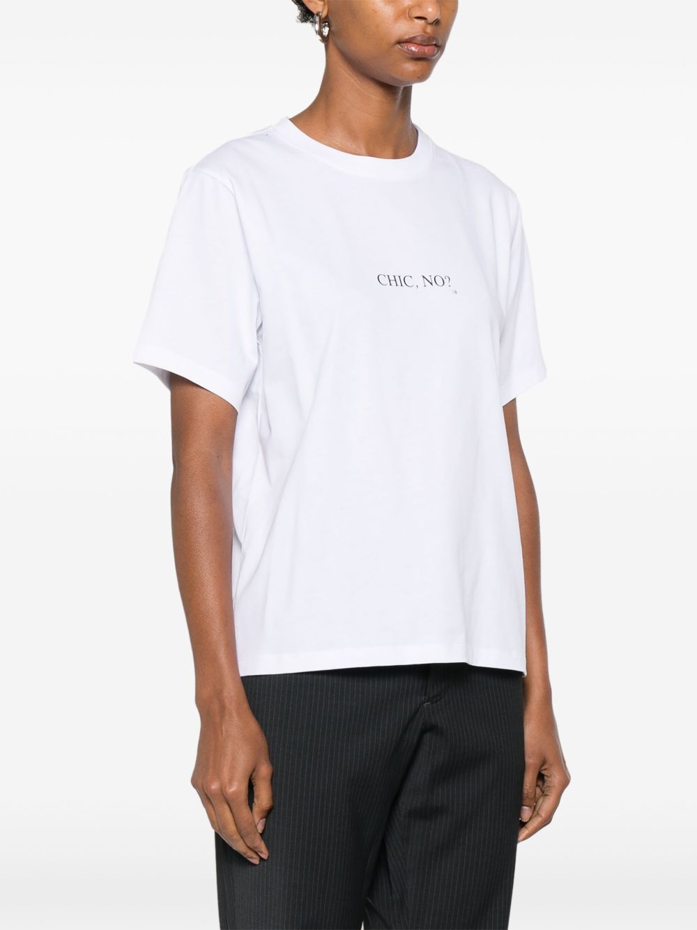 Victoria Beckham Chic Slogan Organic Cotton T-Shirt White White