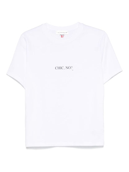 Victoria Beckham Chic Slogan Organic Cotton T-Shirt White White
