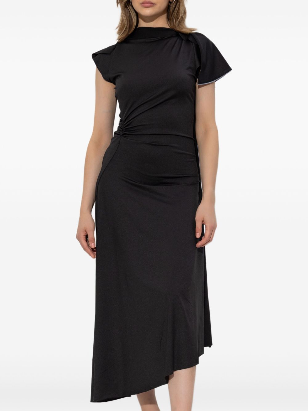Victoria Beckham Asymmetric Draped Midi Dress Black black