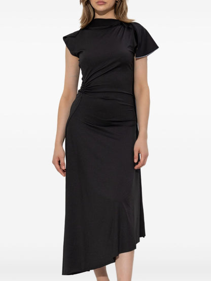 Victoria Beckham Asymmetric Draped Midi Dress Black black