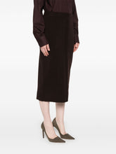 Victoria Beckham Ribbed Merino Wool-Blend Midi Skirt Brown Brown