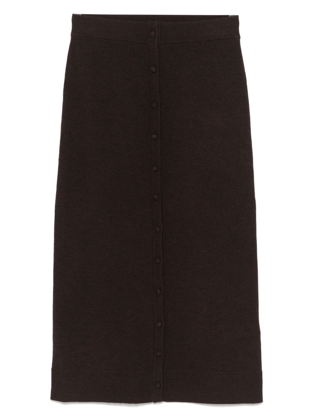 Victoria Beckham Ribbed Merino Wool-Blend Midi Skirt Brown Brown