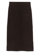 Victoria Beckham Ribbed Merino Wool-Blend Midi Skirt Brown Brown